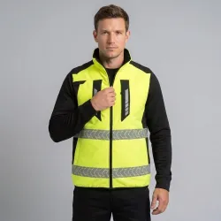 Kamizelka ostrzegawcza dwustronna Drogowiec Comfort EN ISO 20471 Klasa 1 — ocieplana, softshell, taśmy 5 cm