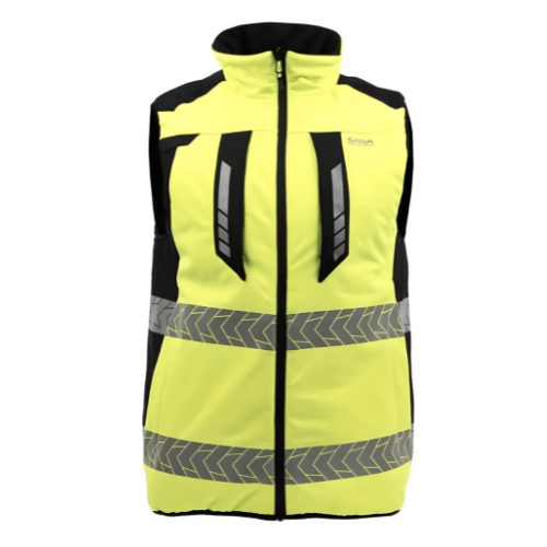 Kamizelka ostrzegawcza dwustronna Drogowiec Comfort EN ISO 20471 Klasa 1 — ocieplana, softshell, taśmy 5 cm