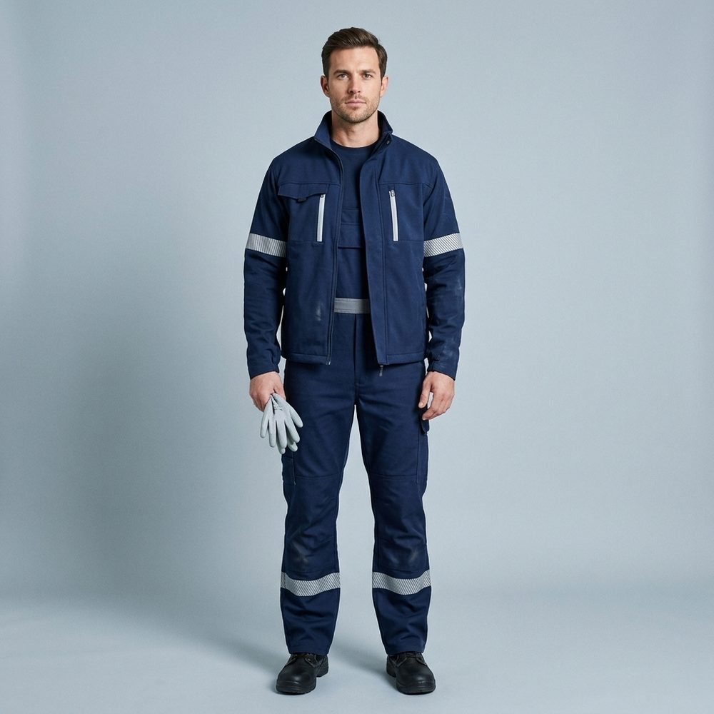 Komplet roboczy ESD Piorun Flex bluza + ogrodniczki EN 1149-5, EN 61340-5-1 — elastyczny, rękawice ESD gratis