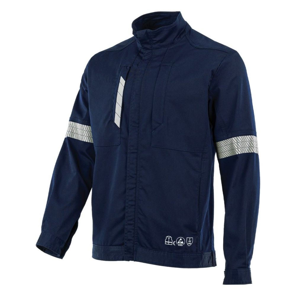 Bluza robocza ESD Piorun Flex — elastyczna, antyelektrostatyczna EN 61340-5-1, granatowa