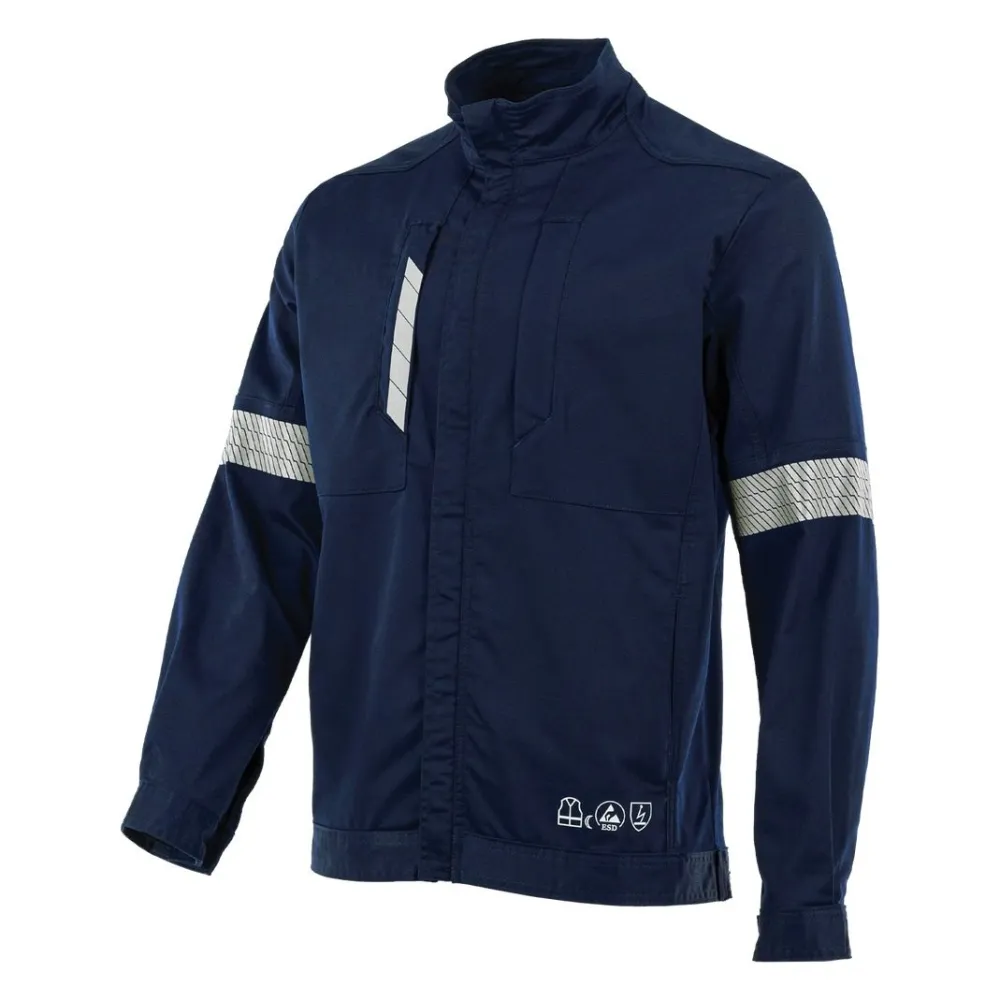 Bluza robocza ESD Piorun Flex — elastyczna, antyelektrostatyczna EN 61340-5-1, granatowa