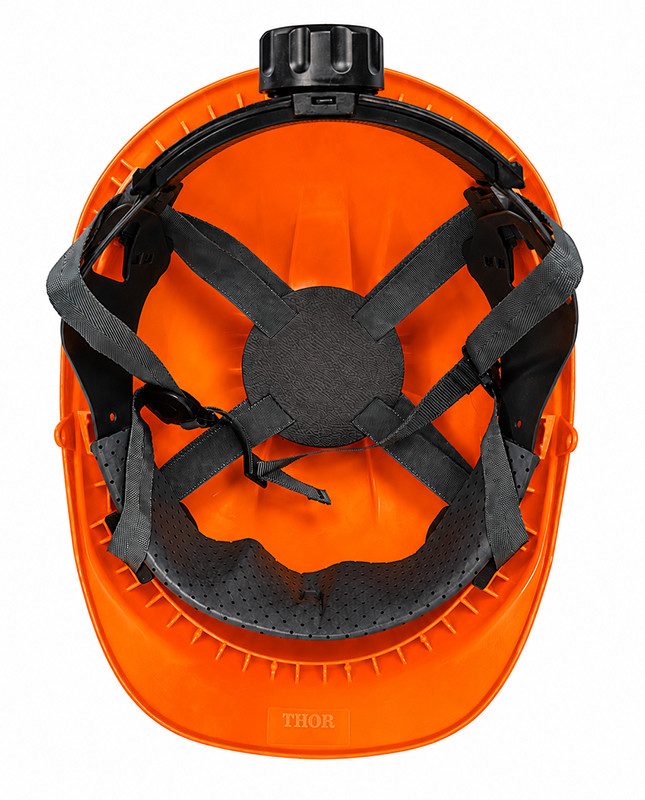 Kask ochronny THOR EN 397 — wentylowany, regulacja pokrętłem, 5 kolorów — kolor pomarańczowy