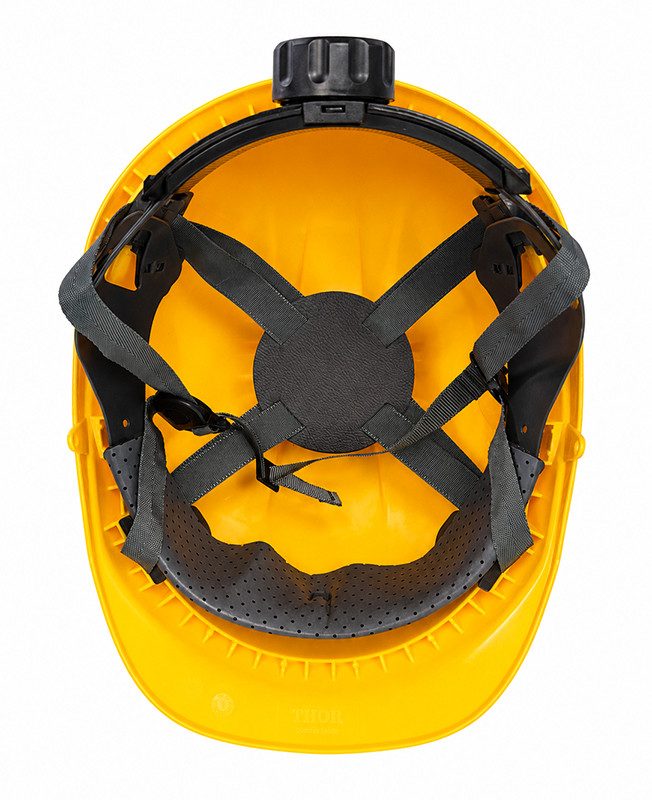 Kask ochronny THOR EN 397 — wentylowany, regulacja pokrętłem, 5 kolorów — kolor żółty