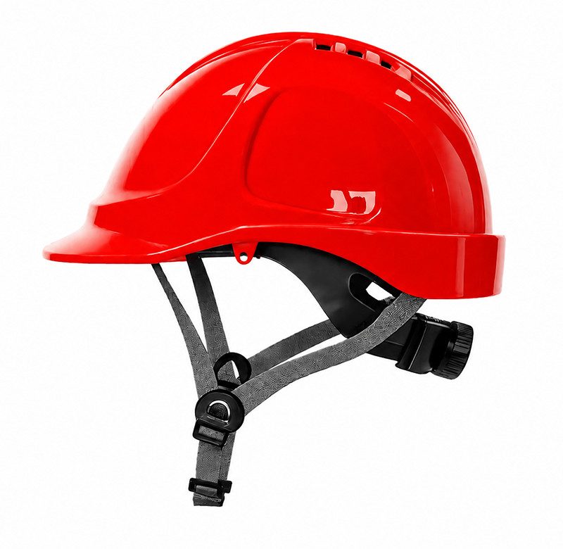 Kask ochronny THOR EN 397 — wentylowany, regulacja pokrętłem, 5 kolorów — kolor czerwony