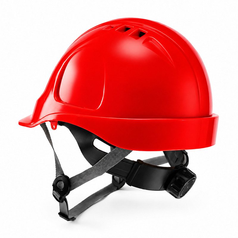 Kask ochronny THOR EN 397 — wentylowany, regulacja pokrętłem, 5 kolorów — kolor czerwony