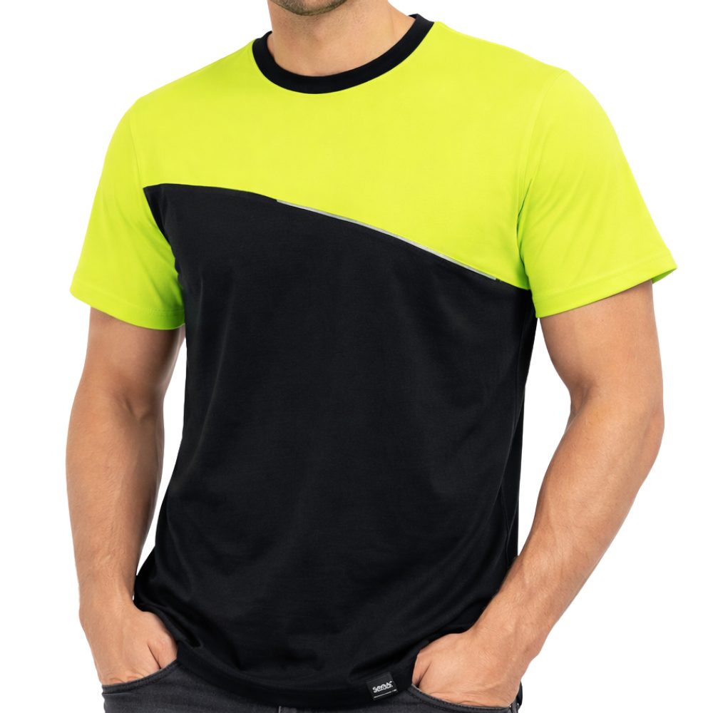 Zestaw roboczy na budowę czarno-żółty — kurtka softshell, bluza z kapturem, koszulka i spodnie Neoflex