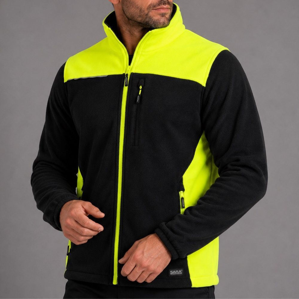 Zestaw roboczy zimowy czarno-żółty — kurtka zimowa Comfort Winter, polar i spodnie softshell