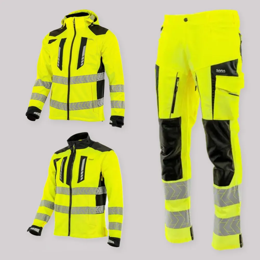 Zestaw odblaskowy Drogowiec Comfort EN ISO 20471 — kurtka softshell Klasa 3, bluza i spodnie Klasa 2