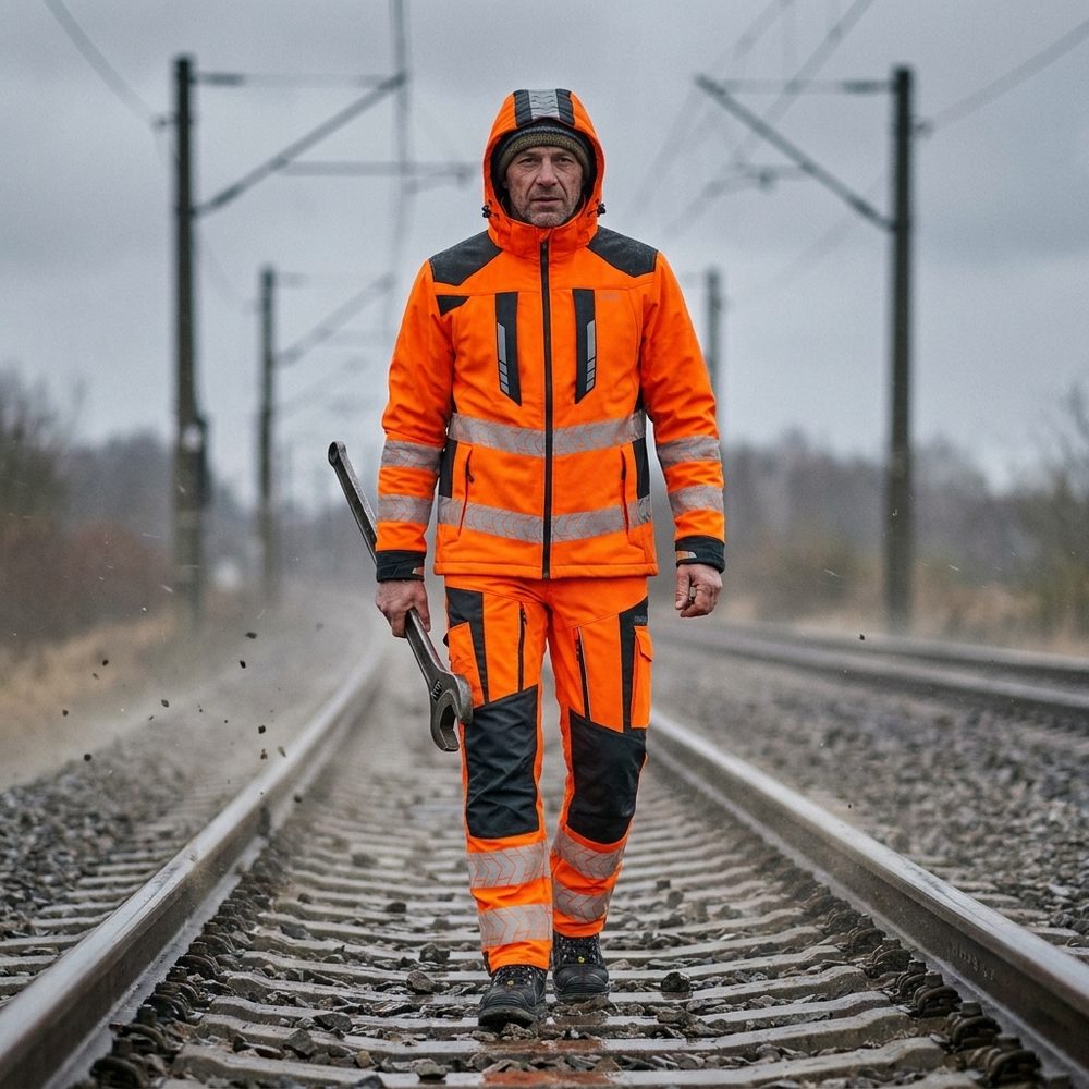 Kurtka softshell robocza odblaskowa EN ISO 20471 Klasa 3 — Drogowiec Comfort pomarańczowo-grafitowa, 10 000 mm, nylon na ramionach
