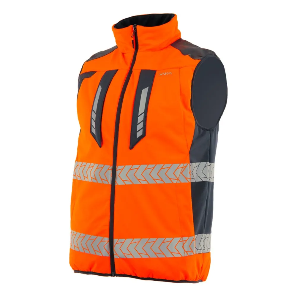 Kamizelka ostrzegawcza dwustronna Drogowiec Comfort EN ISO 20471 Klasa 1 — pomarańczowa, ocieplana, softshell, taśmy 5 cm