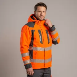 Kurtka robocza zimowa odblaskowa EN ISO 20471 Klasa 3 — Drogowiec Comfort Winter pomarańczowa, ocieplana, 10 000 mm EN 343