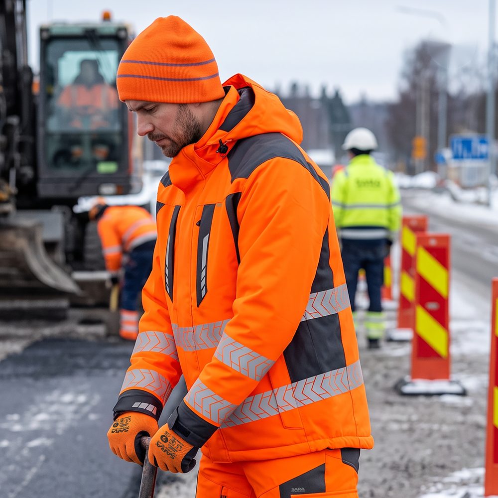 Kurtka robocza zimowa odblaskowa EN ISO 20471 Klasa 3 — Drogowiec Comfort Winter pomarańczowa, ocieplana, 10 000 mm EN 343
