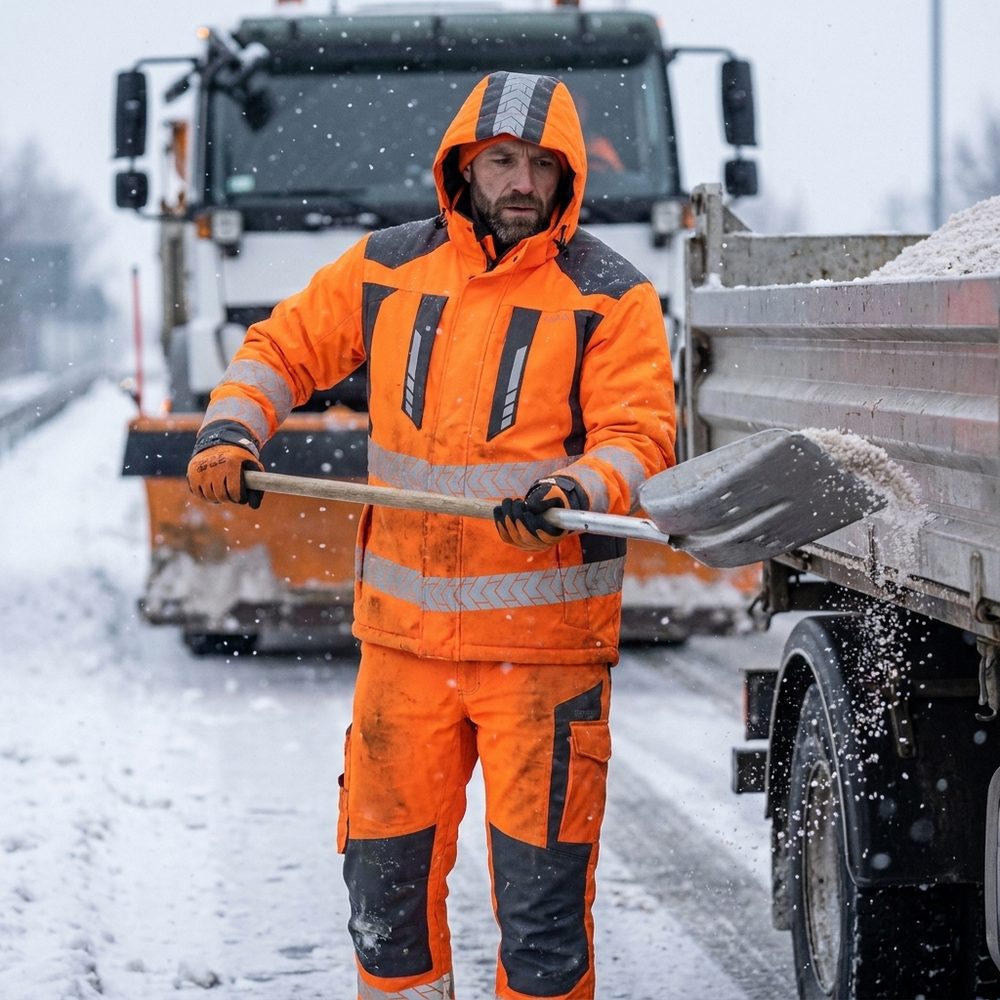 Kurtka robocza zimowa odblaskowa EN ISO 20471 Klasa 3 — Drogowiec Comfort Winter pomarańczowa, ocieplana, 10 000 mm EN 343
