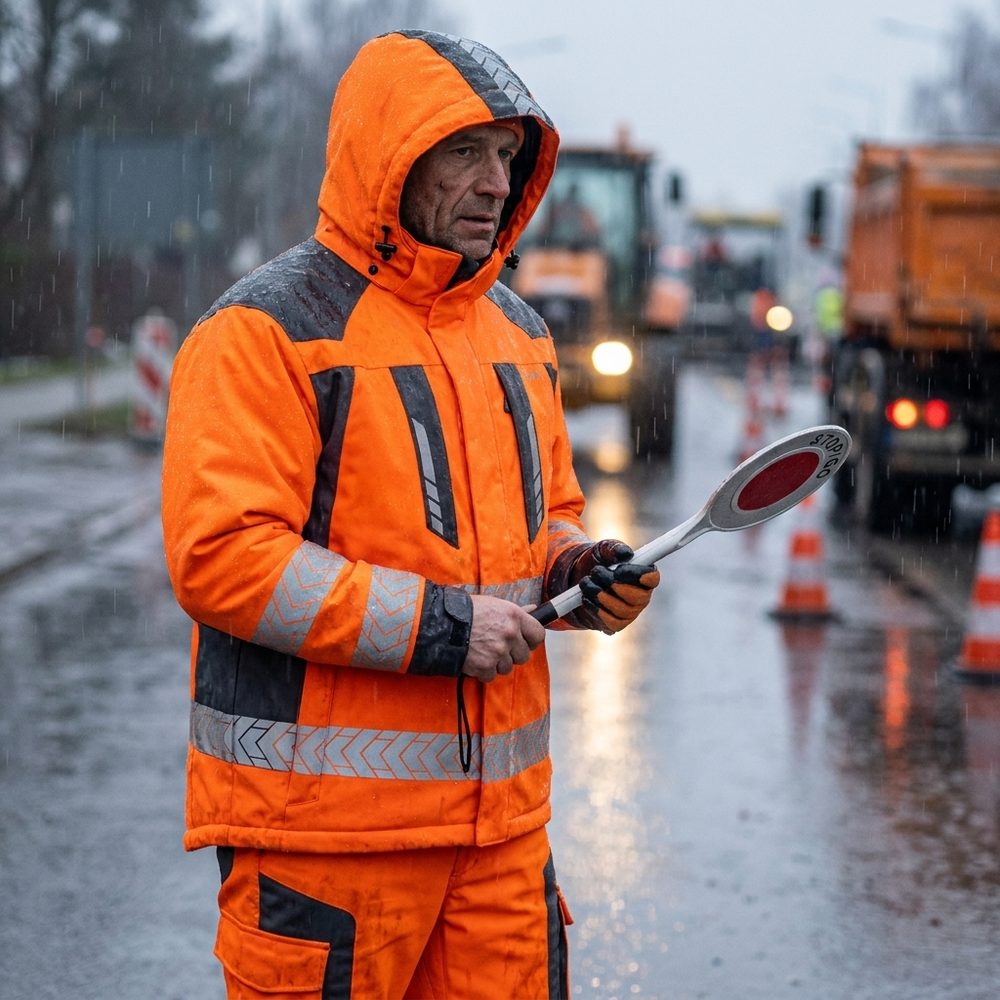 Kurtka robocza zimowa odblaskowa EN ISO 20471 Klasa 3 — Drogowiec Comfort Winter pomarańczowa, ocieplana, 10 000 mm EN 343