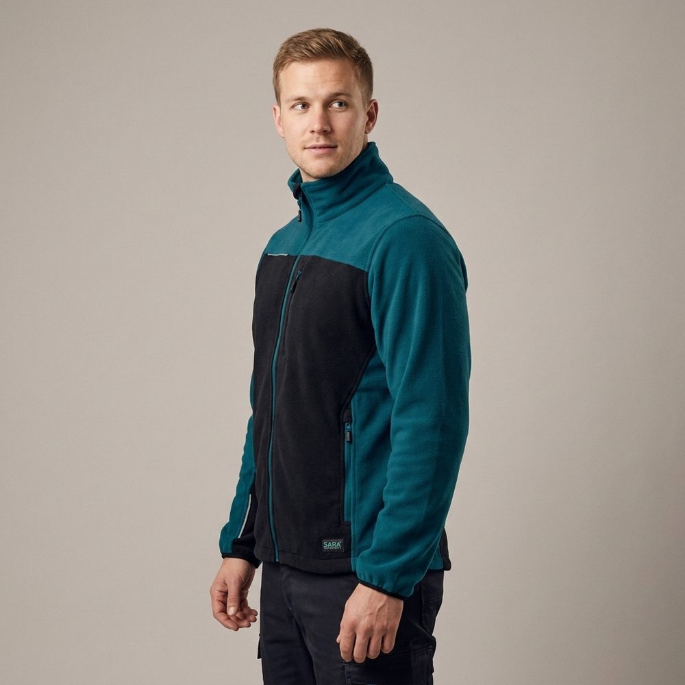 Polar roboczy Comfort Plus petrol-czarny — ciepły 350 g/m², zamek z osłoną, 3 kieszenie