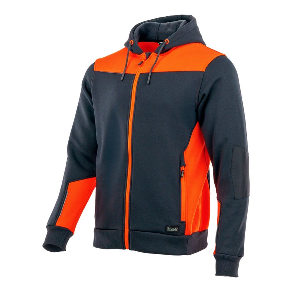 Bluza robocza z kapturem rozpinana Comfort Plus — dresowa 350 g/m², grafitowo-pomarańczowa