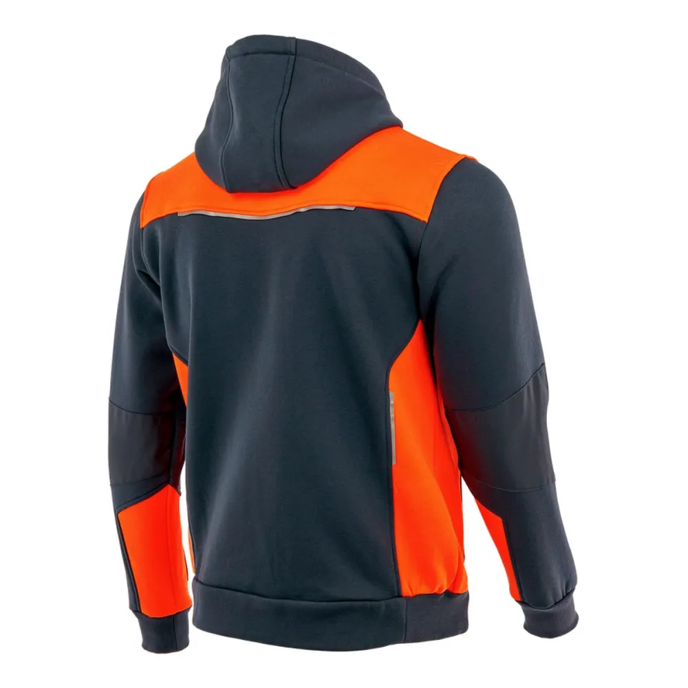 Bluza robocza z kapturem rozpinana Comfort Plus — dresowa 350 g/m², grafitowo-pomarańczowa