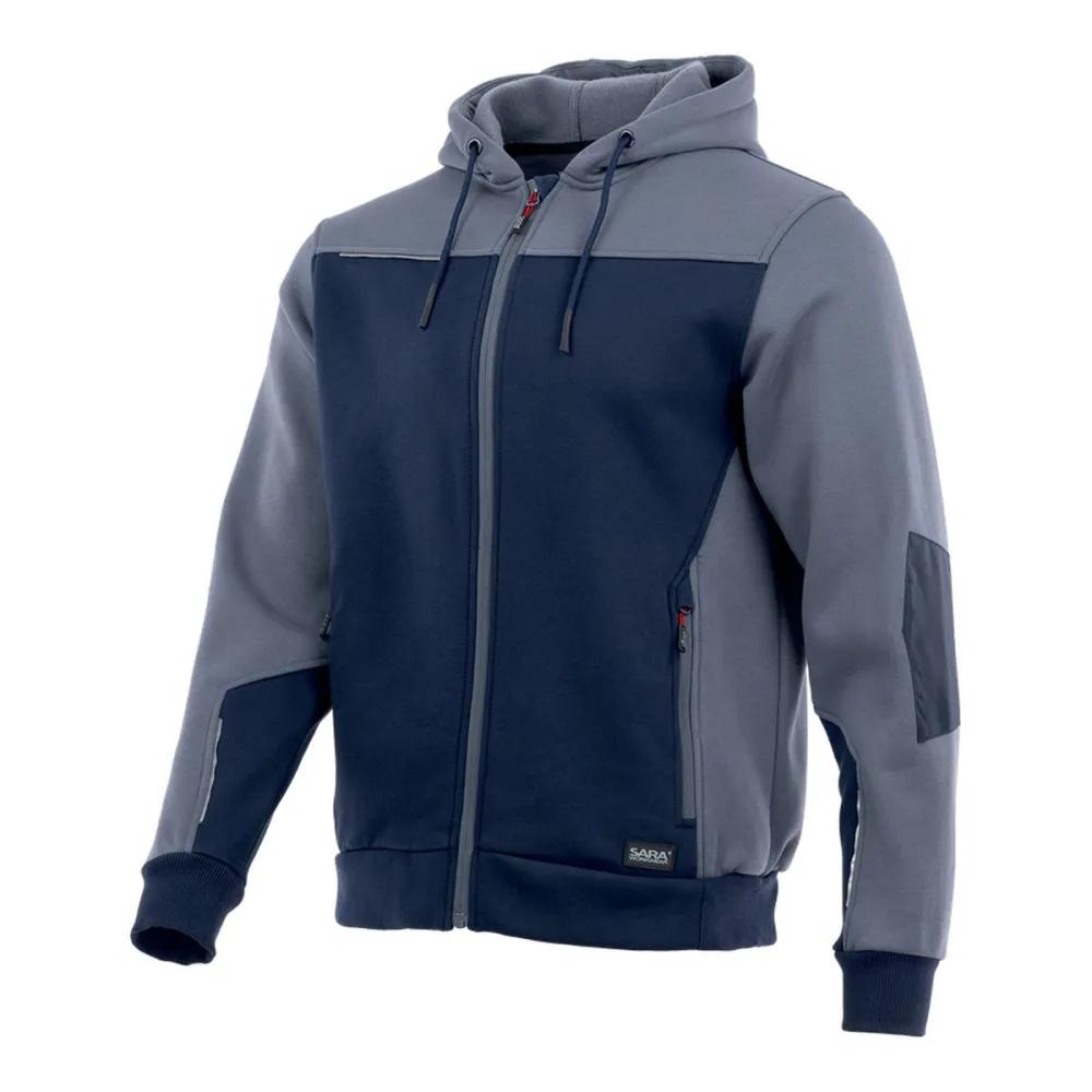 Bluza robocza z kapturem rozpinana Comfort Plus — dresowa 350 g/m², szaro-granatowa