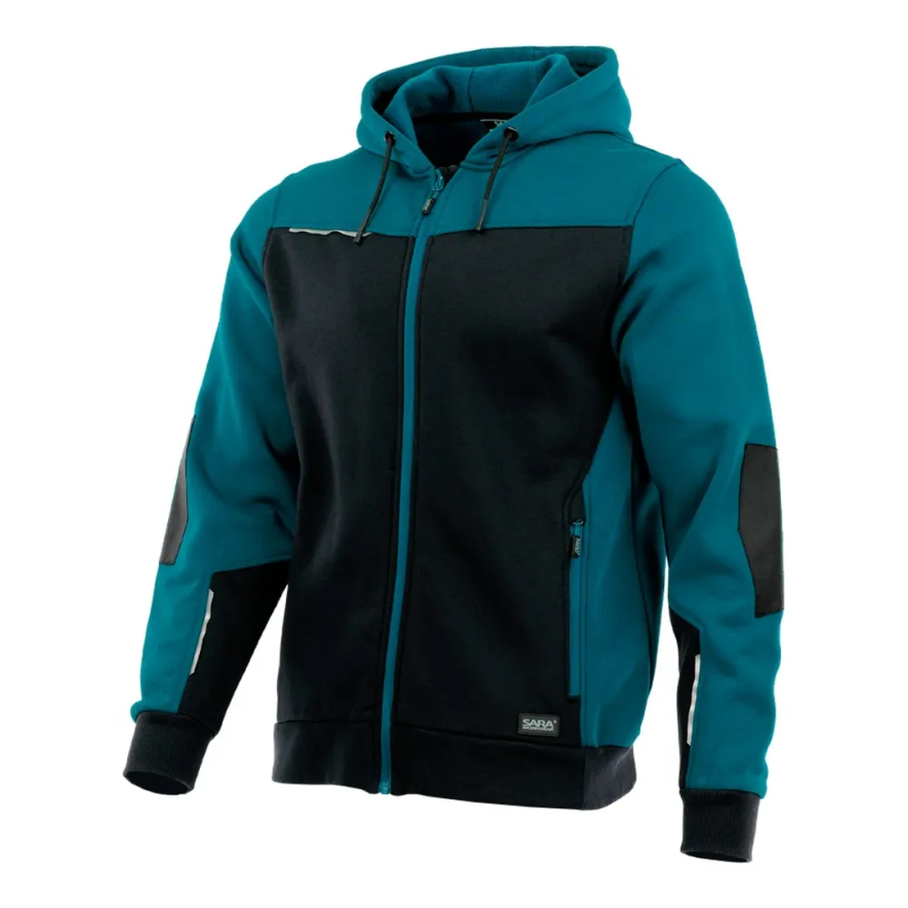 Bluza robocza z kapturem rozpinana Comfort Plus — dresowa 350 g/m², petrol-czarna