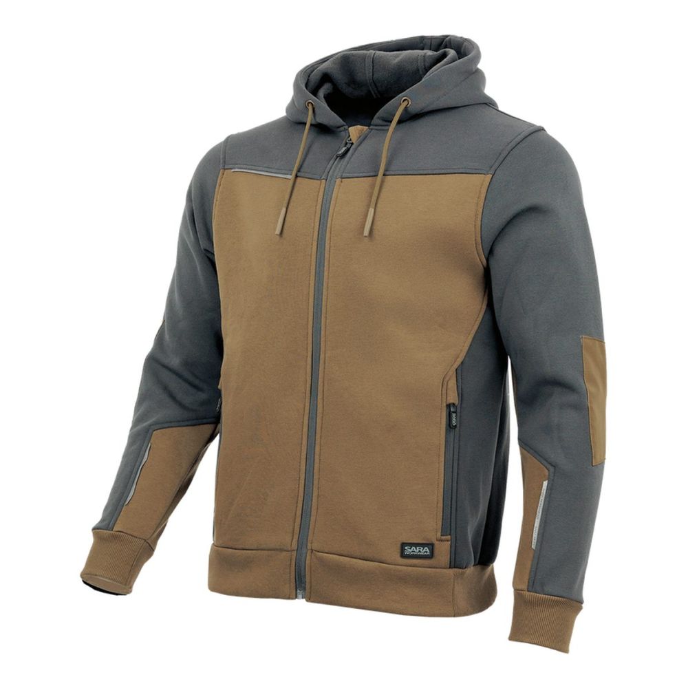 Bluza robocza z kapturem rozpinana Comfort Plus — dresowa 350 g/m², brązowo-grafitowa