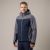 Kurtka softshell robocza wiatroszczelna wodoodporna — Comfort Plus szaro-granatowa z wentylacją pod pachami i otworem na kciuk