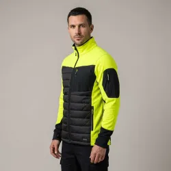 Bluza robocza hybrydowa Comfort Plus — pikowana z ociepleniem, stretch, czarno-żółta