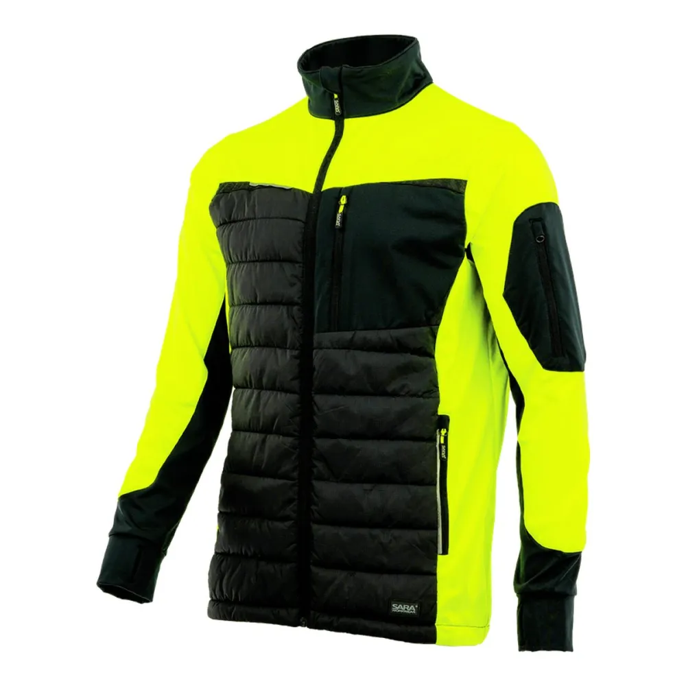 Bluza robocza hybrydowa Comfort Plus — pikowana z ociepleniem, stretch, czarno-żółta