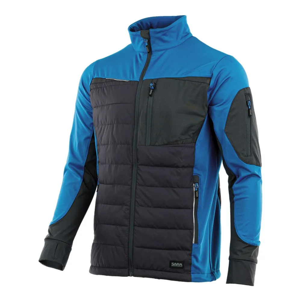 Bluza robocza hybrydowa Comfort Plus — pikowana z ociepleniem, stretch, grafitowo-niebieska