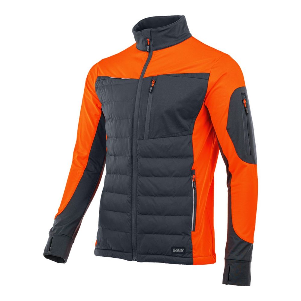 Bluza robocza hybrydowa Comfort Plus — pikowana z ociepleniem, stretch, grafitowo-pomarańczowa