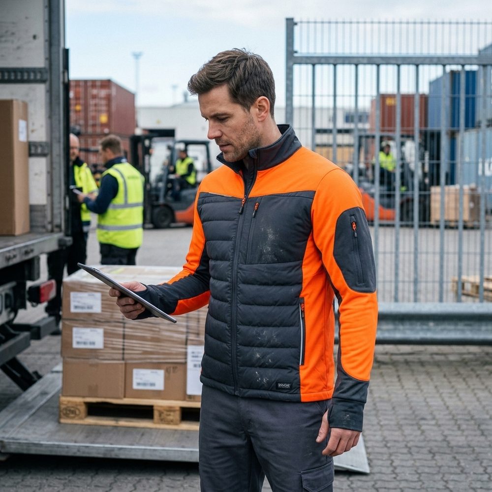 Bluza robocza hybrydowa Comfort Plus — pikowana z ociepleniem, stretch, grafitowo-pomarańczowa