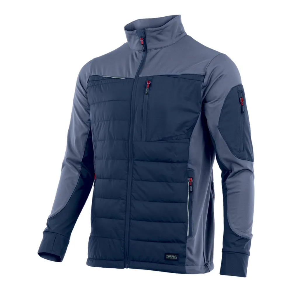 Bluza robocza hybrydowa Comfort Plus — pikowana z ociepleniem, stretch, granatowo-szara