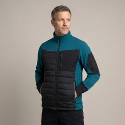 Bluza robocza hybrydowa Comfort Plus — pikowana z ociepleniem, stretch, petrol-czarna