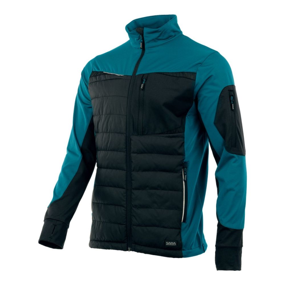 Bluza robocza hybrydowa Comfort Plus — pikowana z ociepleniem, stretch, petrol-czarna