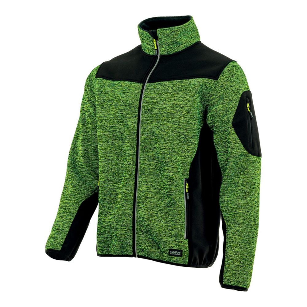 Bluza robocza melanżowa Comfort Plus żółto-czarna — dzianina z softshellem 475 g/m², stójka, zamki z odblaskiem