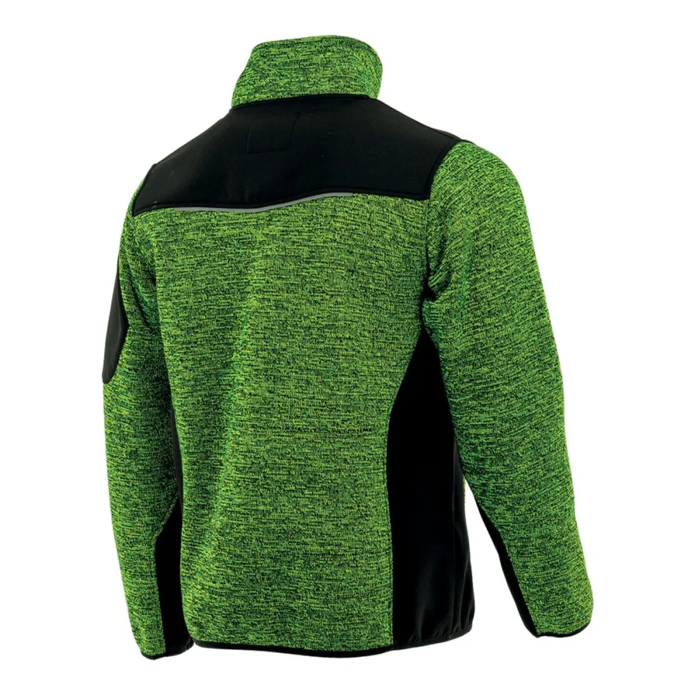 Bluza robocza melanżowa Comfort Plus żółto-czarna — dzianina z softshellem 475 g/m², stójka, zamki z odblaskiem