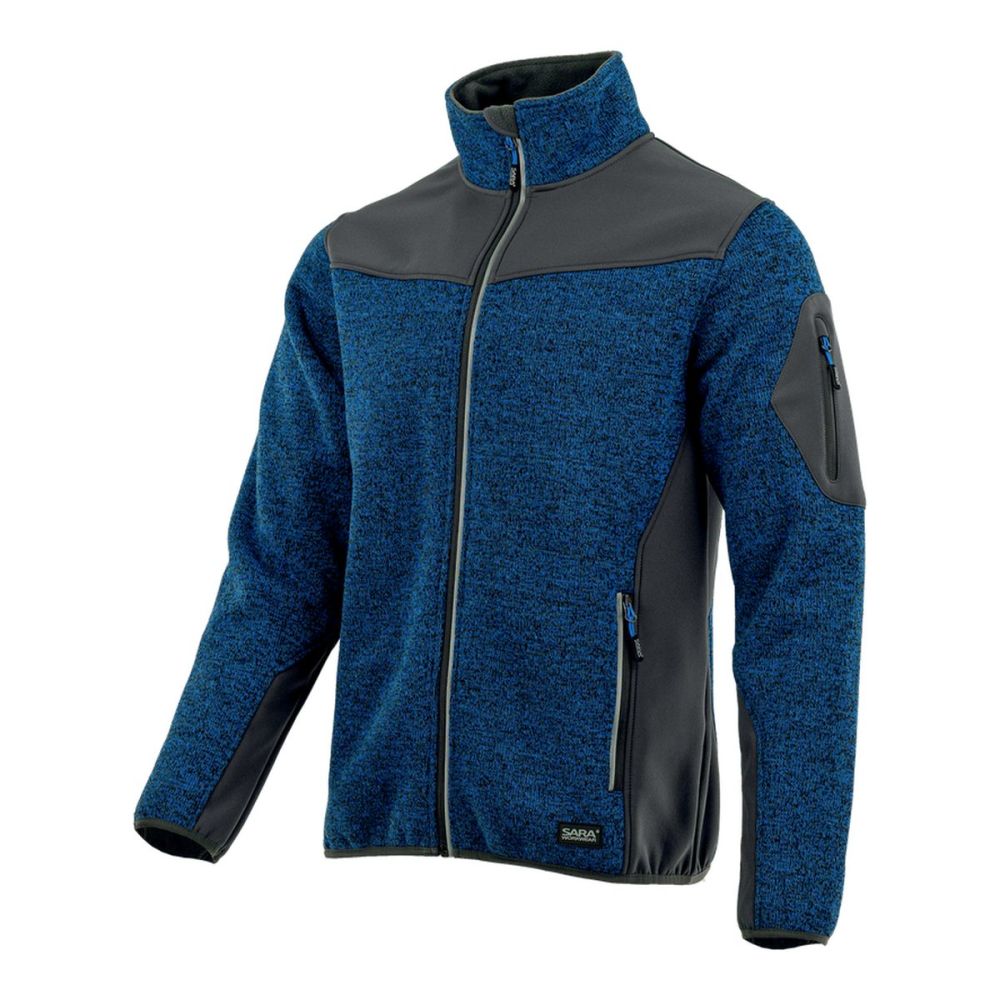 Bluza robocza melanżowa Comfort Plus niebiesko-grafitowa — dzianina z softshellem 475 g/m², stójka, zamki z odblaskiem