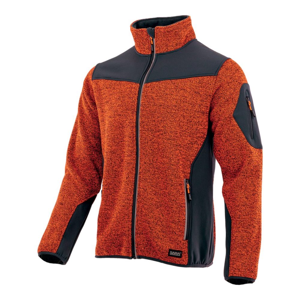 Bluza robocza melanżowa Comfort Plus pomarańczowo-grafitowa — dzianina z softshellem 475 g/m², stójka, zamki z odblaskiem