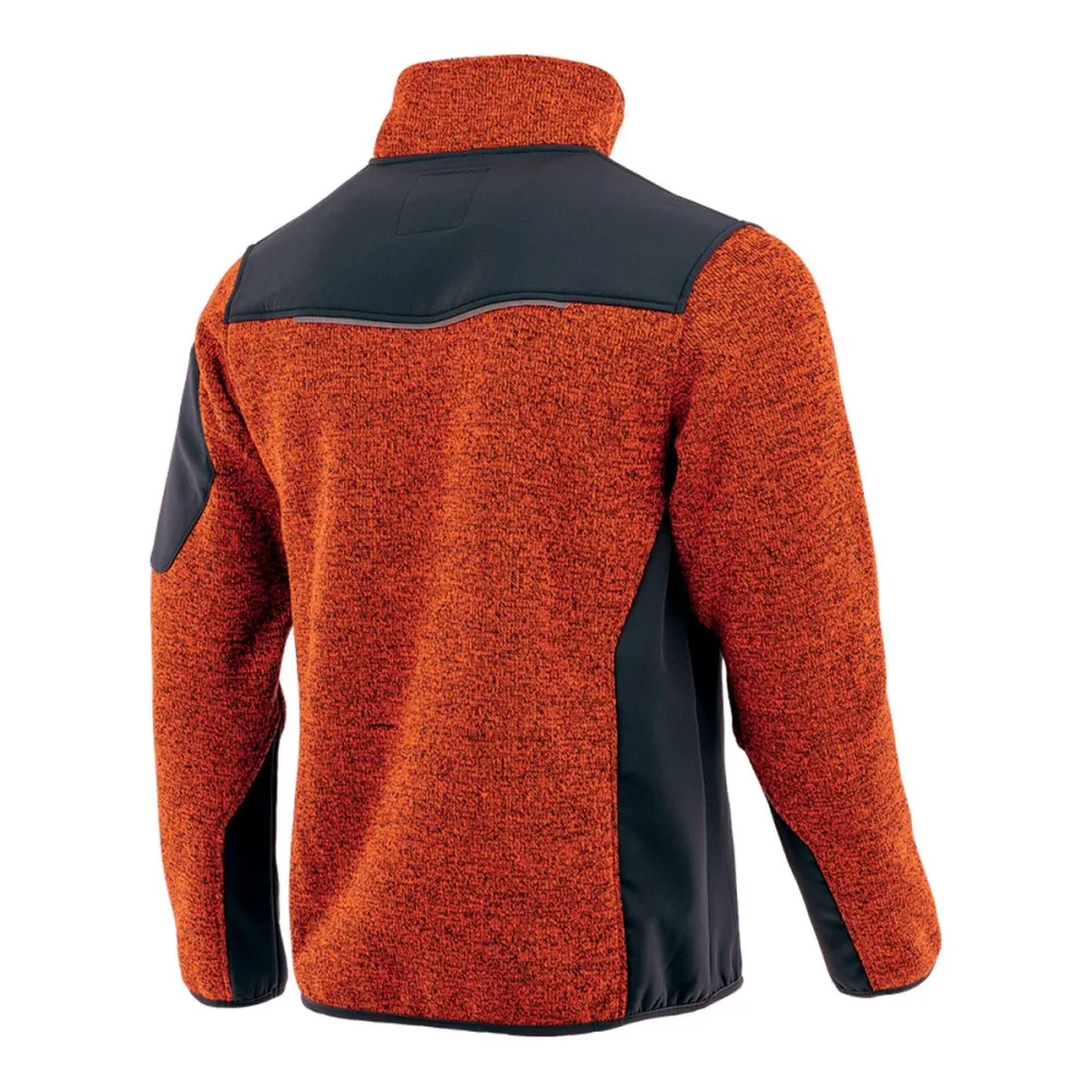 Bluza robocza melanżowa Comfort Plus pomarańczowo-grafitowa — dzianina z softshellem 475 g/m², stójka, zamki z odblaskiem