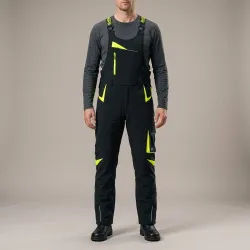 Ogrodniczki robocze zimowe ocieplane Comfort Winter czarno-żółte — softshell, elastyczne szelki, kieszeń na piersi