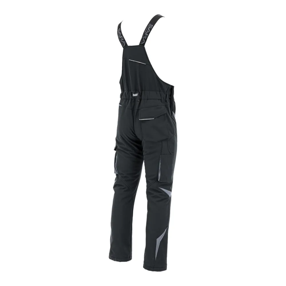 Ogrodniczki robocze zimowe ocieplane Comfort Winter czarno-szare — softshell, elastyczne szelki, kieszeń na piersi