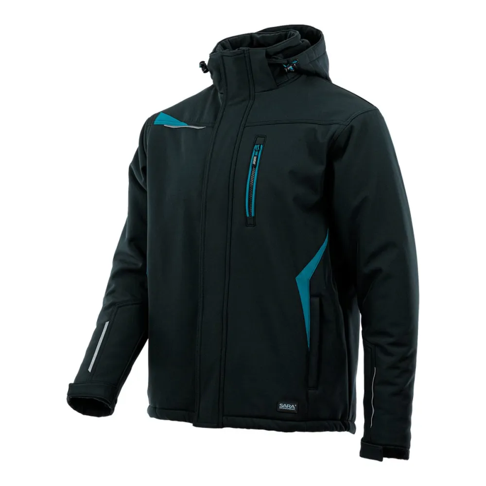 Kurtka robocza zimowa ocieplana 3-warstwowa — Comfort Winter czarno-petrolowa polar 180 g/m² wiatroszczelna