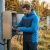 Kurtka robocza hybrydowa Comfort Winter niebiesko-grafitowa — softshell z pikowaniem 350 g/m², wiatroszczelna, wodoodporna, odpinany kaptur