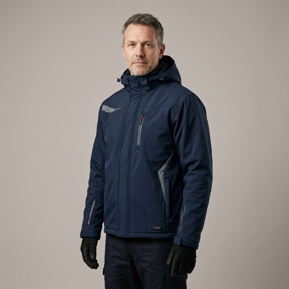 Zestaw roboczy zimowy granatowo-szary — kurtka zimowa Comfort Winter, polar i spodnie softshell