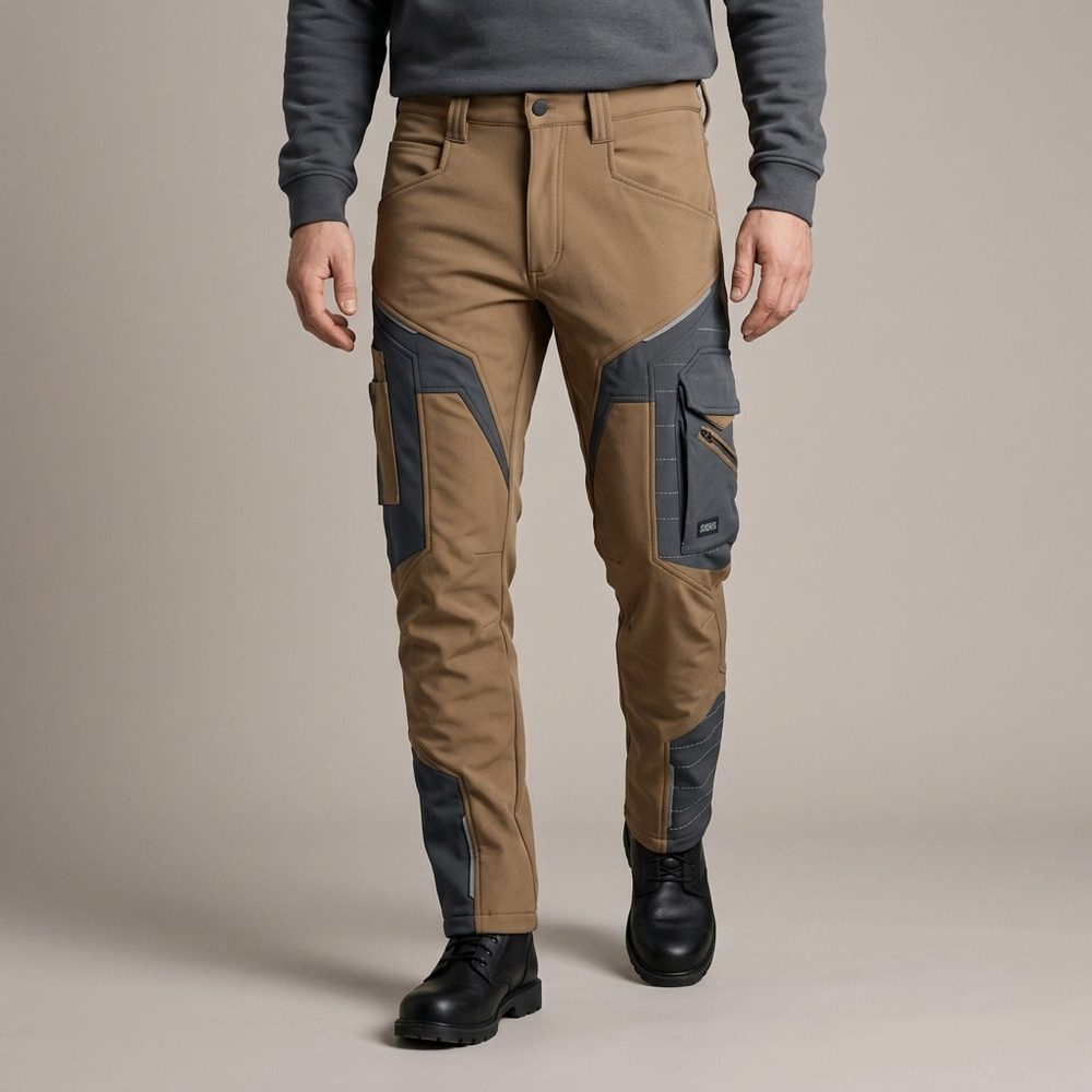 Zestaw roboczy całoroczny brązowo-grafitowy — kurtka softshell, bluza z kapturem, koszulka i spodnie softshell