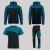 Zestaw roboczy całoroczny czarno-petrolowy — kurtka softshell, bluza z kapturem, koszulka i spodnie softshell