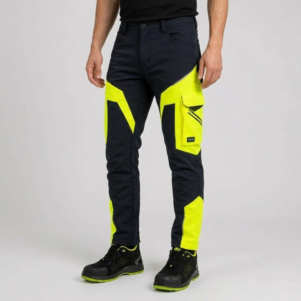 Zestaw roboczy jesienny czarno-żółty — kurtka softshell, polar i spodnie softshell