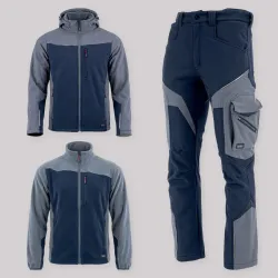 Zestaw roboczy jesienny granatowo-szary — kurtka softshell, polar i spodnie softshell