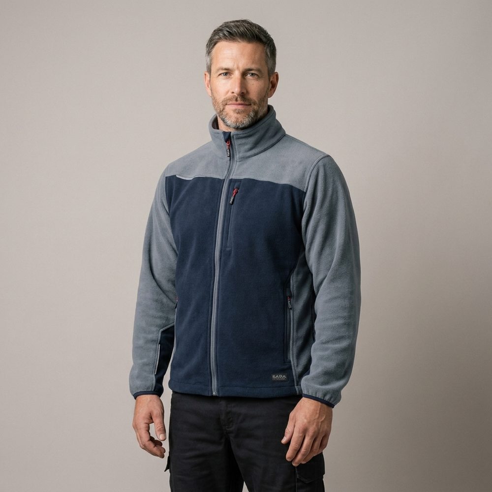 Zestaw roboczy jesienny granatowo-szary — kurtka softshell, polar i spodnie softshell