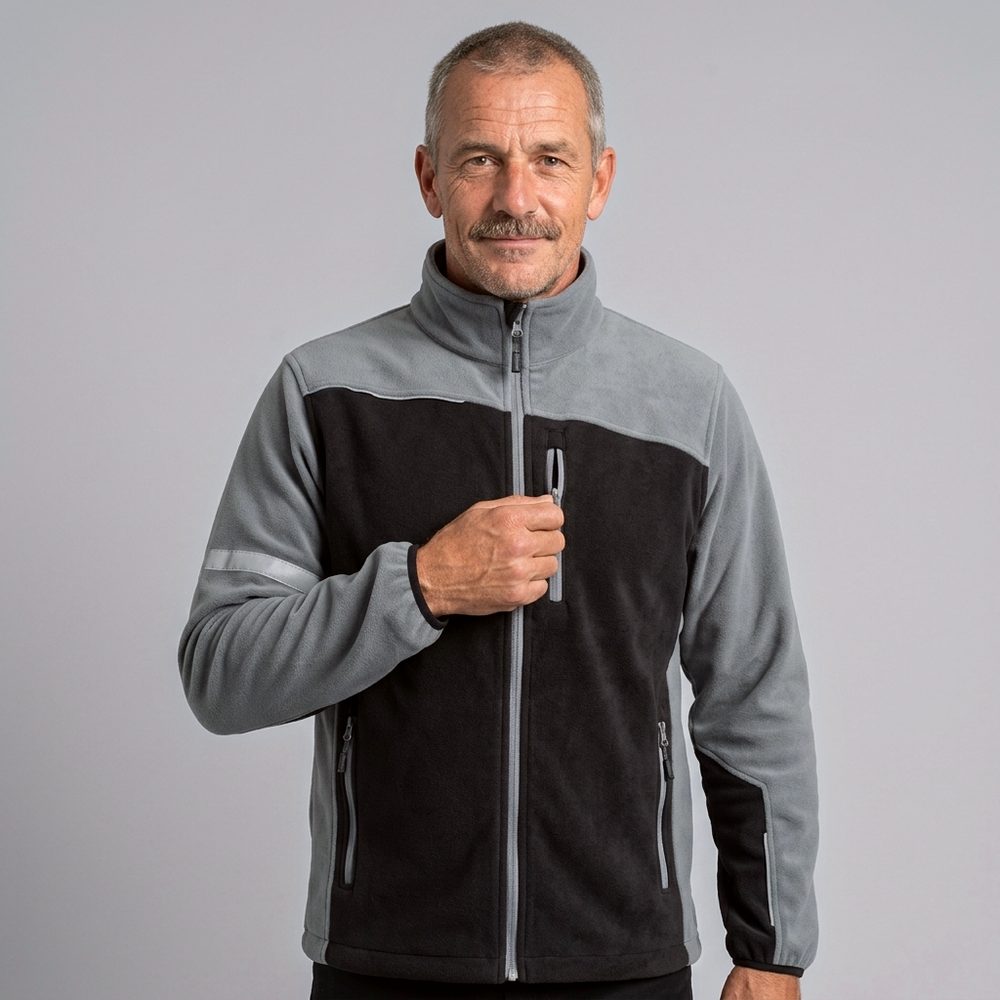 Zestaw roboczy jesienny czarno-szary — kurtka softshell, polar i spodnie softshell