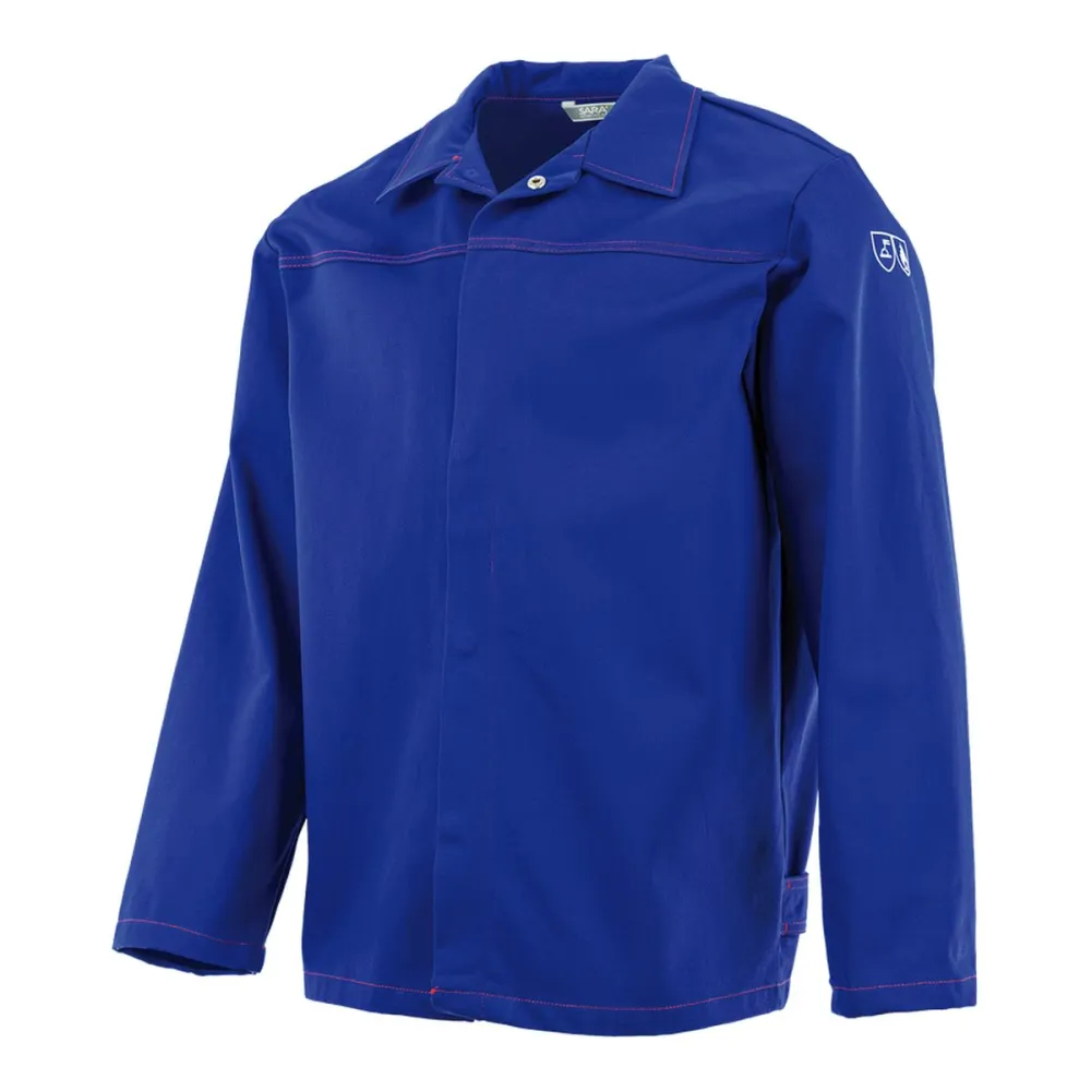Bluza spawalnicza Spawacz EN ISO 11611 Klasa 1 — trudnopalna, 100% bawełna 380 g/m², niebieska
